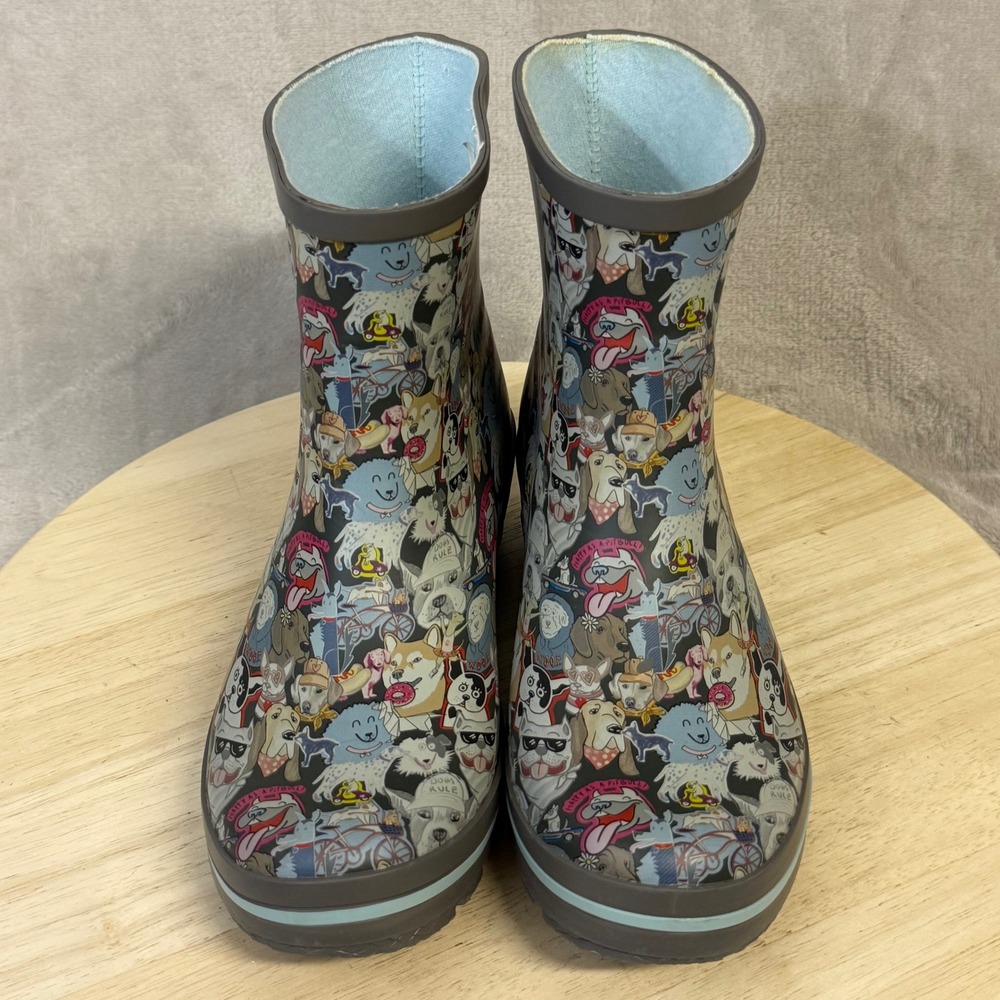 Skechers BOBS for Dogs Rain Boots Multi Color Dog Print 113154 GYMT Womens 7 - Picture 2 of 16
